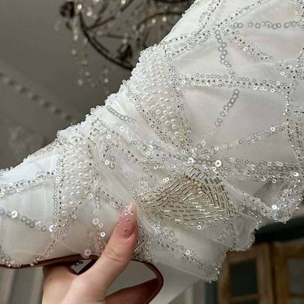 NWT Showstopper White Booties Lace & Diamond Sparkling Mid Boots one of a kind - Picture 10 of 16